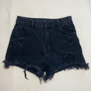 SHEIN Black Deconstructed Jean Shorts M